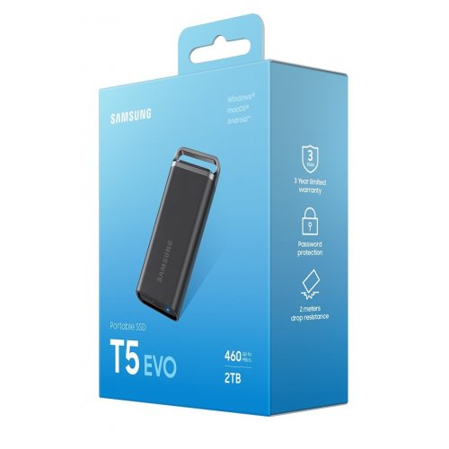 Купить Портативный SSD-диск Samsung T5 Evo 2TB USB 3.2 (MU-PH2T0S/EU) с проверкой совместимости: обзор, характеристики, цена в Киеве, Днепре, Одессе, Харькове, Украине | интернет-магазин TELEMART.UA фото