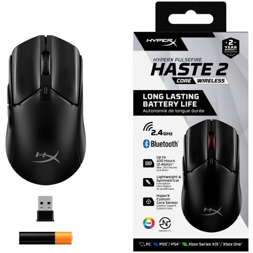 Купити Миша HyperX Pulsefire Haste 2 Core Wireless (8R2E6AA) Black - ціна в Києві, Львові, Вінниці, Хмельницькому, Франківську, Україні | інтернет-магазин TELEMART.UA фото