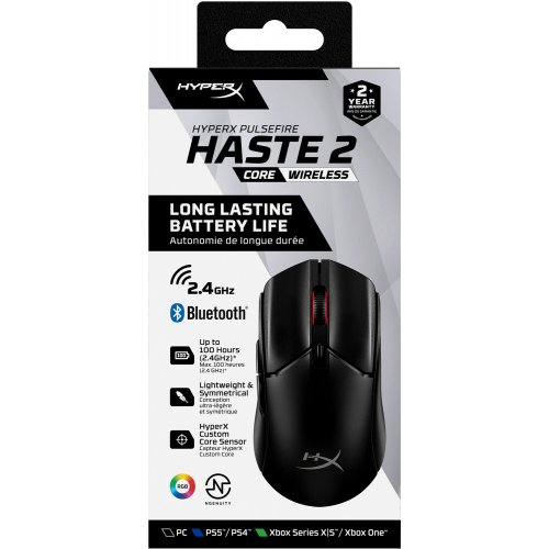 Купить Мышка HyperX Pulsefire Haste 2 Core Wireless (8R2E6AA) Black - цена в Харькове, Киеве, Днепре, Одессе
в интернет-магазине Telemart фото