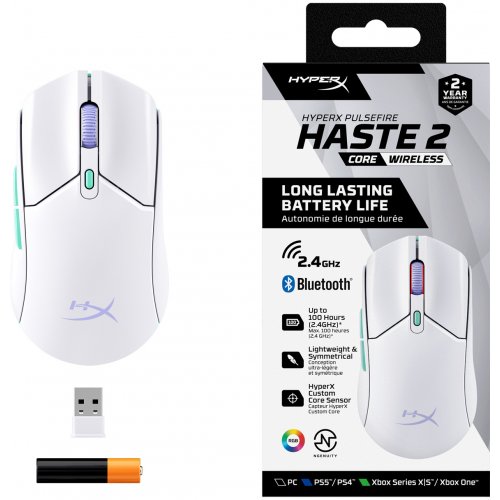 Купить Мышка HyperX Pulsefire Haste 2 Core Wireless (8R2E7AA) White - цена в Харькове, Киеве, Днепре, Одессе
в интернет-магазине Telemart фото