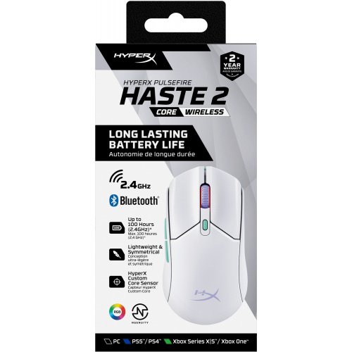 Купить Мышка HyperX Pulsefire Haste 2 Core Wireless (8R2E7AA) White - цена в Харькове, Киеве, Днепре, Одессе
в интернет-магазине Telemart фото