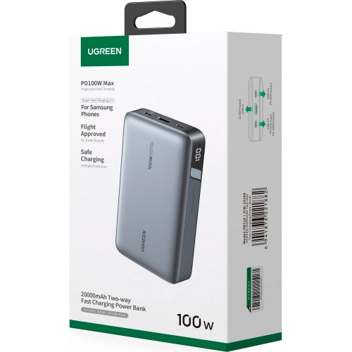 Купить Powerbank Ugreen PB720 20000mAh 100W (25188) Grey - цена в Харькове, Киеве, Днепре, Одессе
в интернет-магазине Telemart фото