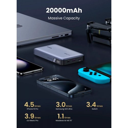 Купить Powerbank Ugreen PB720 20000mAh 100W (25188) Grey - цена в Харькове, Киеве, Днепре, Одессе
в интернет-магазине Telemart фото