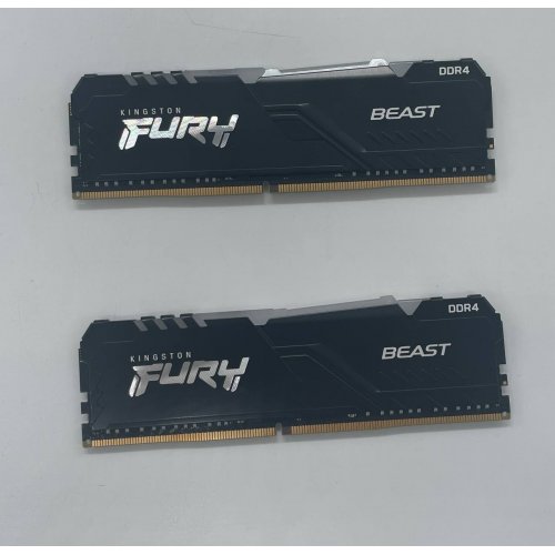 Озп Kingston DDR4 32GB (2x16GB) 3200Mhz FURY Beast RGB Black (KF432C16BBAK2/32) (Відновлено продавцем, 662026) купити з перевіркою сумісності: огляд, характеристики, ціна у Києві, Львові, Вінниці, Хмельницькому, Івано-Франківську, Україні | інтернет-магазин TELEMART.UA фото