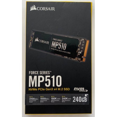 Ssd-диск Corsair Force Series MP510 3D NAND TLC 240GB M.2 (2280 PCI-E) NVMe x4 (CSSD-F240GBMP510) (Відновлено продавцем, 662097) купити з перевіркою сумісності: огляд, характеристики, ціна у Києві, Львові, Вінниці, Хмельницькому, Івано-Франківську, Україні | інтернет-магазин TELEMART.UA фото