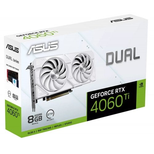 Купить Видеокарта Asus GeForce RTX 4060 Ti Dual EVO White 8192MB (DUAL-RTX4060TI-8G-EVO-WHITE) с проверкой совместимости: обзор, характеристики, цена в Киеве, Днепре, Одессе, Харькове, Украине | интернет-магазин TELEMART.UA фото