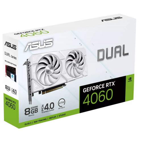 Відеокарта Asus GeForce RTX 4060 Dual EVO White 8192MB (DUAL-RTX4060-8G-EVO-WHITE) купити з перевіркою сумісності: огляд, характеристики, ціна у Києві, Львові, Вінниці, Хмельницькому, Івано-Франківську, Україні | інтернет-магазин TELEMART.UA фото