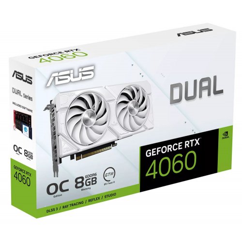 Відеокарта Asus GeForce RTX 4060 Dual EVO OC White 8192MB (DUAL-RTX4060-O8G-EVO-WHITE) купити з перевіркою сумісності: огляд, характеристики, ціна у Києві, Львові, Вінниці, Хмельницькому, Івано-Франківську, Україні | інтернет-магазин TELEMART.UA фото