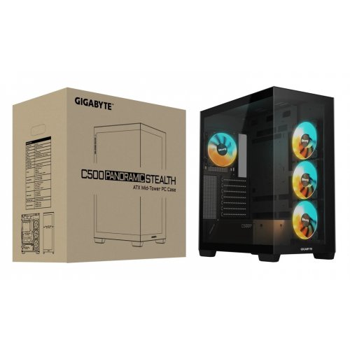 Купить Корпус Gigabyte C500 Panoramic Stealth Tempered Glass без БП (GB-C500P ST) Black с проверкой совместимости: обзор, характеристики, цена в Киеве, Днепре, Одессе, Харькове, Украине | интернет-магазин TELEMART.UA фото