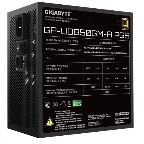 Купить Блок питания Gigabyte UD850GM-A PG5 850W (GP-UD850GM-A PG5) Black с проверкой совместимости: обзор, характеристики, цена в Киеве, Днепре, Одессе, Харькове, Украине | интернет-магазин TELEMART.UA фото