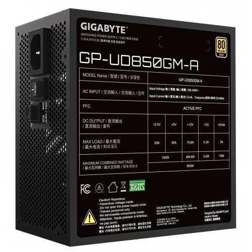 Блок живлення Gigabyte UD850GM-A 850W (GP-UD850GM-A) Black купити з перевіркою сумісності: огляд, характеристики, ціна у Києві, Львові, Вінниці, Хмельницькому, Івано-Франківську, Україні | інтернет-магазин TELEMART.UA фото