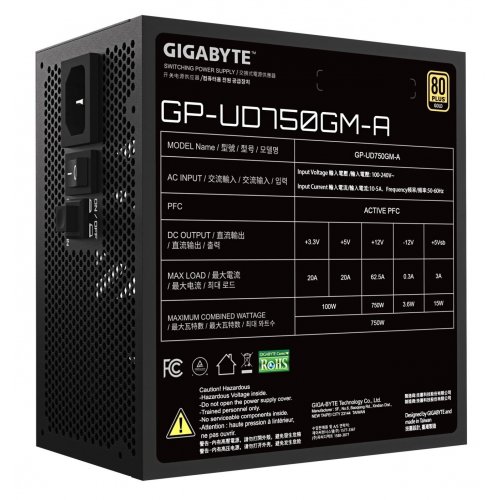 Блок живлення Gigabyte UD750GM-A 750W (GP-UD750GM-A) Black купити з перевіркою сумісності: огляд, характеристики, ціна у Києві, Львові, Вінниці, Хмельницькому, Івано-Франківську, Україні | інтернет-магазин TELEMART.UA фото