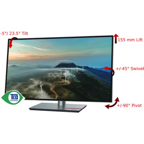 Купить Монитор Lenovo 27" ThinkVision P27q-30 (63A2GAT1UA) Black - цена в Харькове, Киеве, Днепре, Одессе
в интернет-магазине Telemart фото