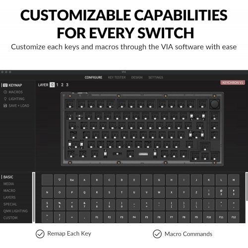 Купити Основа для клавіатури Keychron V1 QMK 84 Key Barebone Knob (V1Z3_KEYCHRON) Frosted Black - ціна в Києві, Львові, Вінниці, Хмельницькому, Франківську, Україні | інтернет-магазин TELEMART.UA фото