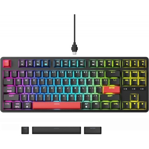 Купити Клавіатура Keychron C3 Pro 87 Key RGB Hot-Swap K Pro Brown (C3PH3_KEYCHRON) Black - ціна в Києві, Львові, Вінниці, Хмельницькому, Франківську, Україні | інтернет-магазин TELEMART.UA фото