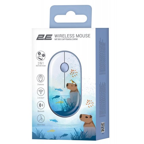 Купить Мышка 2E MF300 Capybara: Swim Silent Wireless (2E-MF300WCAPIBARABL) Blue - цена в Харькове, Киеве, Днепре, Одессе
в интернет-магазине Telemart фото