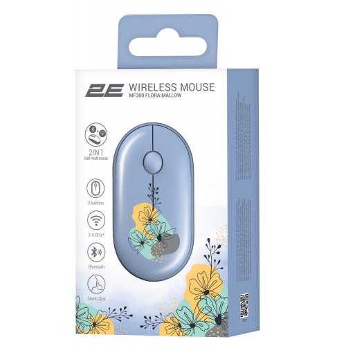 Купить Мышка 2E MF300 Flora: Mallow Silent Wireless (2E-MF300WFLORABL) Blue - цена в Харькове, Киеве, Днепре, Одессе
в интернет-магазине Telemart фото