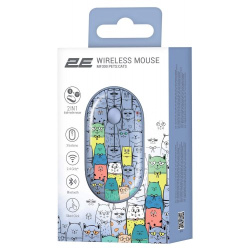 Купить Мышка 2E MF300 Pets: Cats Silent Wireless (2E-MF300WPETSBL) Blue - цена в Харькове, Киеве, Днепре, Одессе
в интернет-магазине Telemart фото