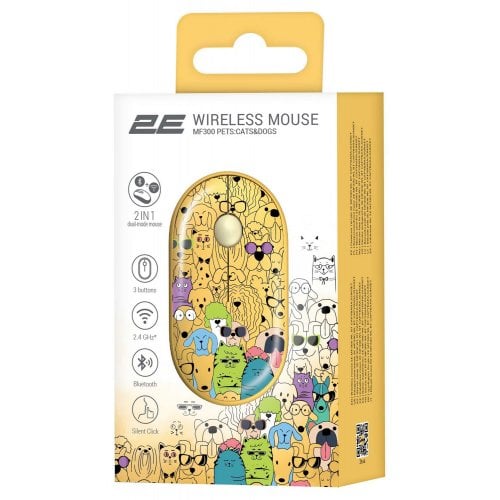 Купить Мышка 2E MF300 Pets: Cats&Dogs Silent Wireless (2E-MF300WPETSYW) Yellow - цена в Харькове, Киеве, Днепре, Одессе
в интернет-магазине Telemart фото