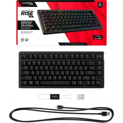 Купить Клавиатура HyperX Alloy Rise 75 PBT Mechanical HyperX Red (7G7A4AA) Black - цена в Харькове, Киеве, Днепре, Одессе
в интернет-магазине Telemart фото