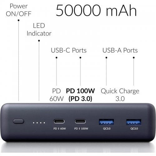 Купить Powerbank Voltero S50 50000mAh 100W (8720828063200/6090537940980) Black - цена в Харькове, Киеве, Днепре, Одессе
в интернет-магазине Telemart фото