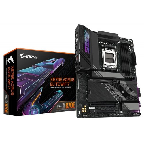 Материнська плата Gigabyte X870E AORUS ELITE WIFI7 (sAM5, AMD X870E) купити з перевіркою сумісності: огляд, характеристики, ціна у Києві, Львові, Вінниці, Хмельницькому, Івано-Франківську, Україні | інтернет-магазин TELEMART.UA фото