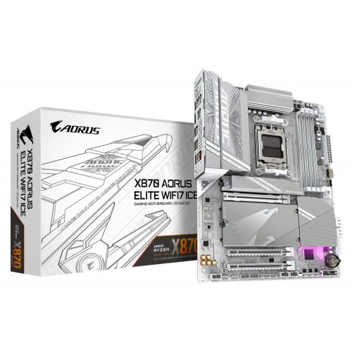 Купить Материнская плата Gigabyte X870 AORUS ELITE WIFI7 ICE (sAM5, AMD X870) с проверкой совместимости: обзор, характеристики, цена в Киеве, Днепре, Одессе, Харькове, Украине | интернет-магазин TELEMART.UA фото