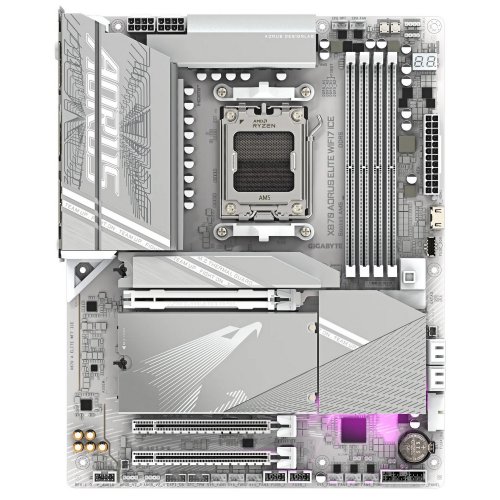 Материнська плата Gigabyte X870 AORUS ELITE WIFI7 ICE (sAM5, AMD X870) купити з перевіркою сумісності: огляд, характеристики, ціна у Києві, Львові, Вінниці, Хмельницькому, Івано-Франківську, Україні | інтернет-магазин TELEMART.UA фото