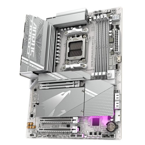 Материнська плата Gigabyte X870 AORUS ELITE WIFI7 ICE (sAM5, AMD X870) купити з перевіркою сумісності: огляд, характеристики, ціна у Києві, Львові, Вінниці, Хмельницькому, Івано-Франківську, Україні | інтернет-магазин TELEMART.UA фото