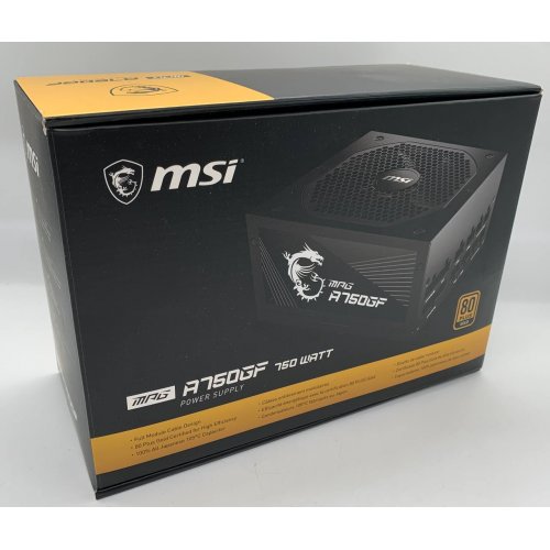 Блок живлення MSI MPG 750W (A750GF) (Відновлено продавцем, 666706) купити з перевіркою сумісності: огляд, характеристики, ціна у Києві, Львові, Вінниці, Хмельницькому, Івано-Франківську, Україні | інтернет-магазин TELEMART.UA фото