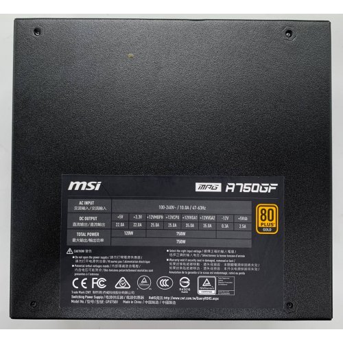 Блок живлення MSI MPG 750W (A750GF) (Відновлено продавцем, 666706) купити з перевіркою сумісності: огляд, характеристики, ціна у Києві, Львові, Вінниці, Хмельницькому, Івано-Франківську, Україні | інтернет-магазин TELEMART.UA фото