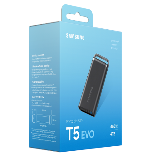 Купить Портативный SSD-диск Samsung T5 Evo 8TB USB 3.2 (MU-PH8T0S) с проверкой совместимости: обзор, характеристики, цена в Киеве, Днепре, Одессе, Харькове, Украине | интернет-магазин TELEMART.UA фото