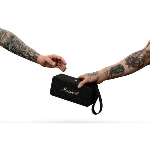 Купить Портативная акустика Marshall Portable Speaker Middleton (1006034) Black and Brass - цена в Харькове, Киеве, Днепре, Одессе
в интернет-магазине Telemart фото