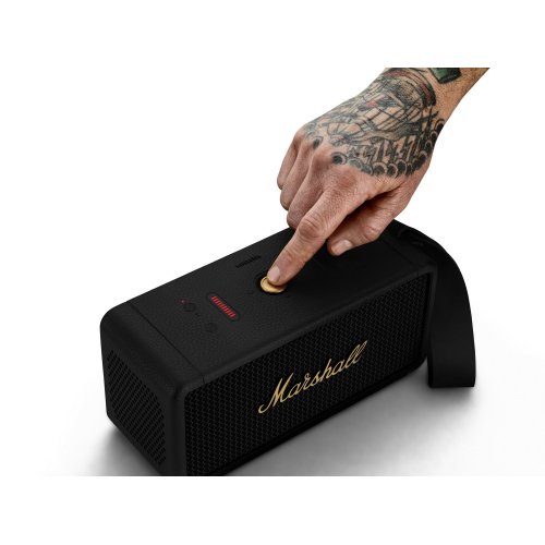 Купить Портативная акустика Marshall Portable Speaker Middleton (1006034) Black and Brass - цена в Харькове, Киеве, Днепре, Одессе
в интернет-магазине Telemart фото