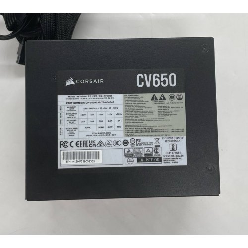 Блок живлення Corsair CV650 650W (CP-9020236-EU) (Відновлено продавцем, 666943) купити з перевіркою сумісності: огляд, характеристики, ціна у Києві, Львові, Вінниці, Хмельницькому, Івано-Франківську, Україні | інтернет-магазин TELEMART.UA фото