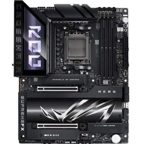 Купить Материнская плата Asus ROG CROSSHAIR X870E HERO (sAM5, AMD X870E) с проверкой совместимости: обзор, характеристики, цена в Киеве, Днепре, Одессе, Харькове, Украине | интернет-магазин TELEMART.UA фото