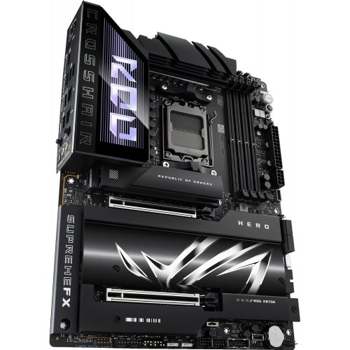 Купить Материнская плата Asus ROG CROSSHAIR X870E HERO (sAM5, AMD X870E) с проверкой совместимости: обзор, характеристики, цена в Киеве, Днепре, Одессе, Харькове, Украине | интернет-магазин TELEMART.UA фото