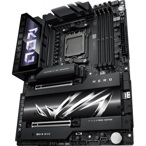 Купить Материнская плата Asus ROG CROSSHAIR X870E HERO (sAM5, AMD X870E) с проверкой совместимости: обзор, характеристики, цена в Киеве, Днепре, Одессе, Харькове, Украине | интернет-магазин TELEMART.UA фото