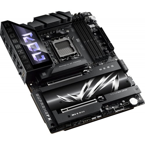 Купить Материнская плата Asus ROG CROSSHAIR X870E HERO (sAM5, AMD X870E) с проверкой совместимости: обзор, характеристики, цена в Киеве, Днепре, Одессе, Харькове, Украине | интернет-магазин TELEMART.UA фото