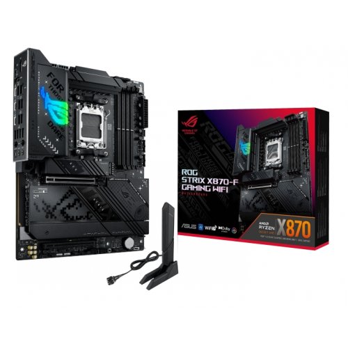 Купить Материнская плата Asus ROG STRIX X870-F GAMING WIFI (sAM5, AMD X870) с проверкой совместимости: обзор, характеристики, цена в Киеве, Днепре, Одессе, Харькове, Украине | интернет-магазин TELEMART.UA фото