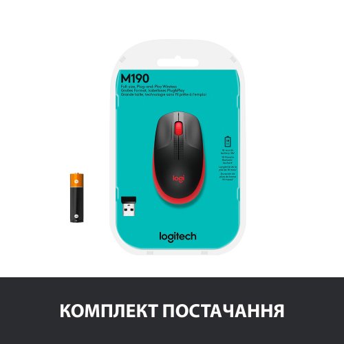 Купити Уцінка миша Logitech M190 (910-005908) Red (вскрита упаковка, 667405) - ціна в Києві, Львові, Вінниці, Хмельницькому, Франківську, Україні | інтернет-магазин TELEMART.UA фото