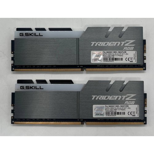 Озп G.Skill DDR4 16GB (2x8GB) 3600Mhz Trident Z RGB (F4-3600C18D-16GTZR) (Відновлено продавцем, 667713) купити з перевіркою сумісності: огляд, характеристики, ціна у Києві, Львові, Вінниці, Хмельницькому, Івано-Франківську, Україні | інтернет-магазин TELEMART.UA фото