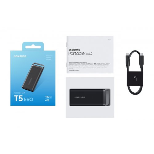 Купить Портативный SSD-диск Samsung T5 Evo 4TB USB 3.2 (MU-PH4T0S/EU) с проверкой совместимости: обзор, характеристики, цена в Киеве, Днепре, Одессе, Харькове, Украине | интернет-магазин TELEMART.UA фото