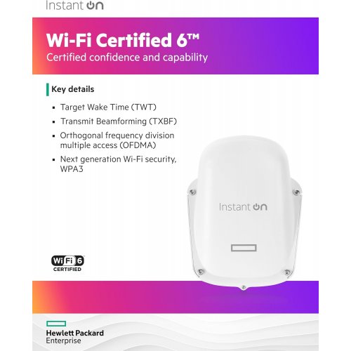 Купити Wi-Fi точка доступу Aruba Instant On AP27 (S1T37A) - ціна в Києві, Львові, Вінниці, Хмельницькому, Франківську, Україні | інтернет-магазин TELEMART.UA фото