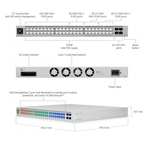 Купить Сетевой коммутатор Ubiquiti UniFi Pro Max 48 (USW-PRO-MAX-48) - цена в Харькове, Киеве, Днепре, Одессе
в интернет-магазине Telemart фото