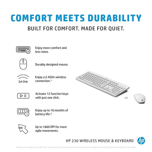 Купити Комплект HP 230 Wireless (3L1F0AA) White - ціна в Києві, Львові, Вінниці, Хмельницькому, Франківську, Україні | інтернет-магазин TELEMART.UA фото