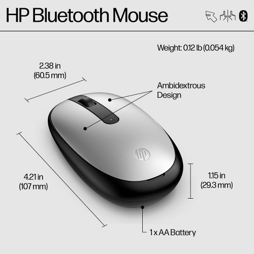 Купити Миша HP 240 Bluetooth (43N04AA) Silver - ціна в Києві, Львові, Вінниці, Хмельницькому, Франківську, Україні | інтернет-магазин TELEMART.UA фото