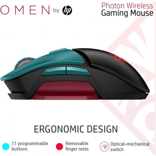 Купити Миша HP OMEN Photon RGB Wireless (6CL96AA) Black - ціна в Києві, Львові, Вінниці, Хмельницькому, Франківську, Україні | інтернет-магазин TELEMART.UA фото