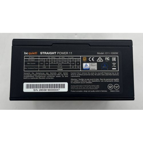 Блок живлення Be Quiet! Straight Power 11 1000W (BN285) (Відновлено продавцем, 668222) купити з перевіркою сумісності: огляд, характеристики, ціна у Києві, Львові, Вінниці, Хмельницькому, Івано-Франківську, Україні | інтернет-магазин TELEMART.UA фото