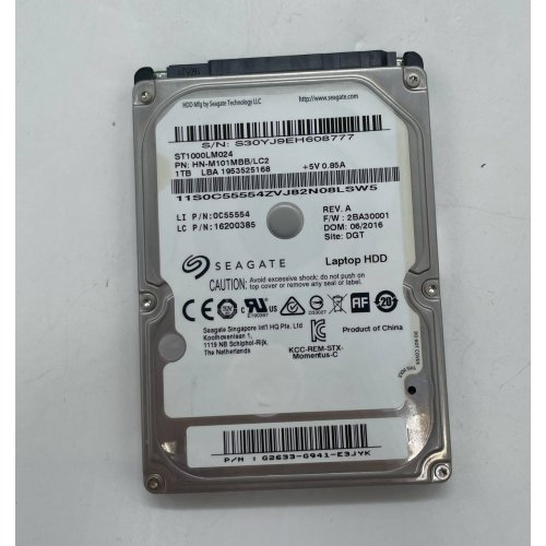 Жорсткий диск Seagate Momentus 1TB 8MB 5400RPM 2.5" (ST1000LM024) (Відновлено продавцем, 668342) купити з перевіркою сумісності: огляд, характеристики, ціна у Києві, Львові, Вінниці, Хмельницькому, Івано-Франківську, Україні | інтернет-магазин TELEMART.UA фото